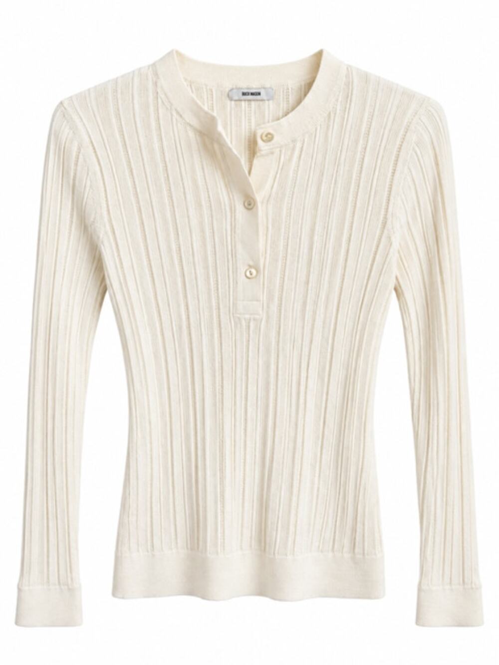 Buck Mason NWT Keepsake Pointelle Henley Top White Size Small
